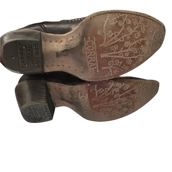 Corral Women's Inlay Western Boot Snip Toe - A3859 Size 7.5 Studded Black Brown - Picture 10 of 16
